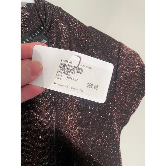 NWT‎ EverEve Sanctuary Shimmer and Shine Top in Rose Gold - Picture 11 of 12